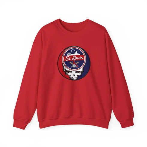 Grateful Dead - St. Louis Baseball Stealie Grateful Dead Crewneck Sweatshirt - MLB - StealieShop