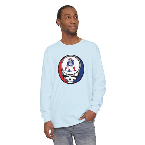 Grateful Dead - New England Patriots "Pat the Patriot" Vineyard Collection Unisex Garment-dyed Long Sleeve - StealieShop