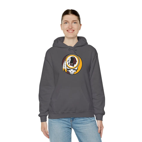 Grateful Dead - Classic Washington Redskins Stealie Grateful Dead Hooded Sweatshirt - NFL Fan Apparel - StealieShop