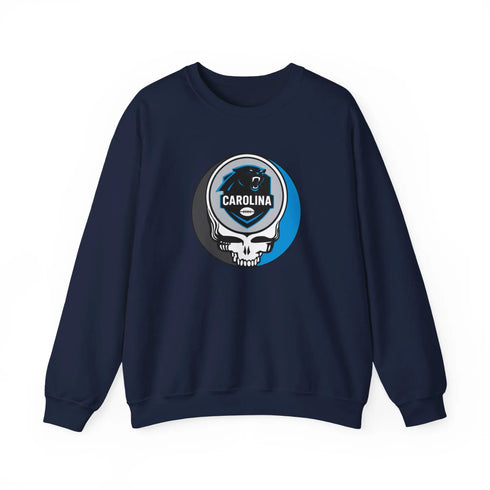 Grateful Dead - Carolina Panthers Stealie Grateful Dead Crewneck Sweatshirt - NFL - StealieShop