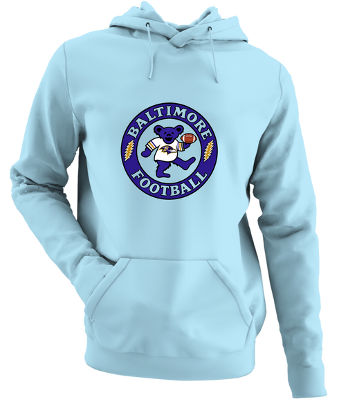 Baltimore Football Dancing Bear - Premium Grateful Dead Hoodie - Light Blue