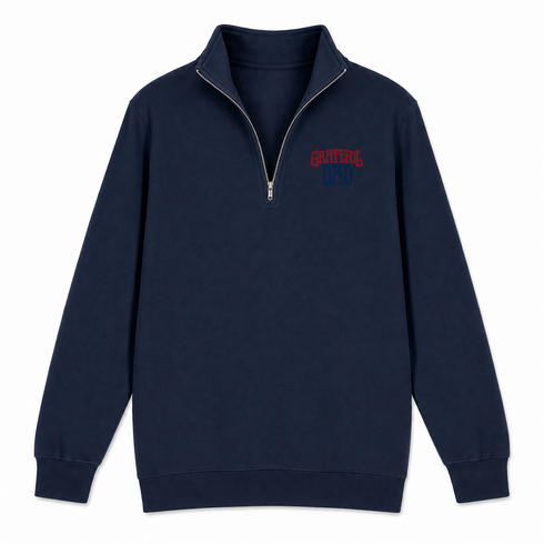 Grateful Dad - Premium Grateful Dead Quarter-Zip Pullover - Navy - 4