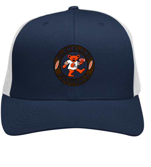 Cleveland Football Dancing Bear Stealie Grateful Dead Trucker Cap - Navy | White