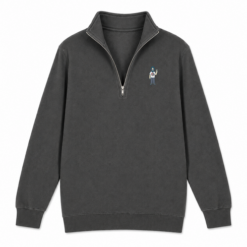 Peace Lovin' Jerry - Life is dead.® - Premium Grateful Dead Quarter-Zip Pullover - Charcoal - 6