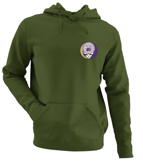 Western Carolina University - Premium Grateful Dead Left Chest Hoodie - Military Green - 7