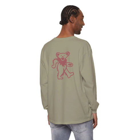 Grateful Dead - Grateful Dead Dancing Bear Two-Sided Vineyard Collection Garment-dyed Long Sleeve T-Shirt - StealieShop