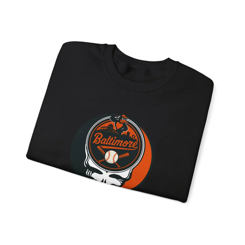 Grateful Dead - Baltimore Orioles Grateful Dead Stealie Crewneck Sweatshirt - MLB - StealieShop