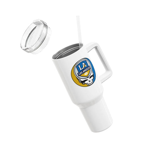 Grateful Dead - Los Angeles Chargers Stealie "Fat Man" Tumbler, Double Insulated 40oz Travel Mug - NFL - StealieShop