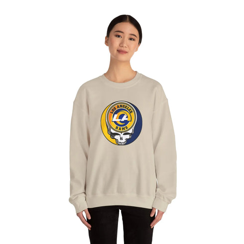 Grateful Dead - Los Angeles Rams Grateful Dead Stealie Crewneck Sweatshirt - StealieShop