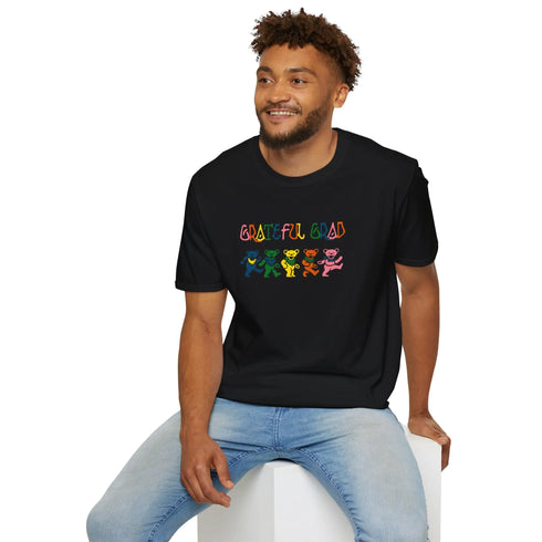 Grateful Dead - Grateful Grad Colors Dancing Bears Grateful Dead T-Shirt - StealieShop
