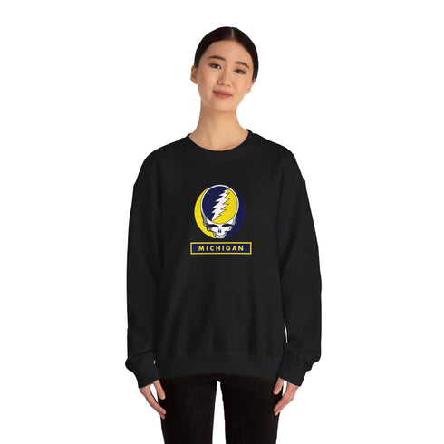 University of Michigan Grateful Dead Stealie Crewneck Sweatshirt - StealieShop