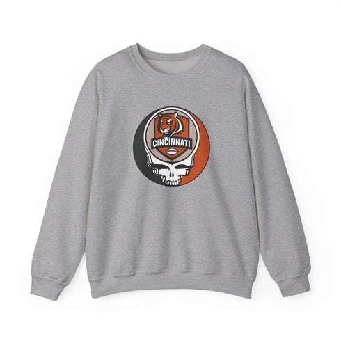 Grateful Dead - Cincinnati Bengals Grateful Dead Stealie Crewneck Sweatshirt - NFL - StealieShop