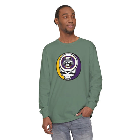 Grateful Dead - Oconomowoc High School - Raccoons Garment-Dyed Long Sleeve T-Shirt - StealieShop