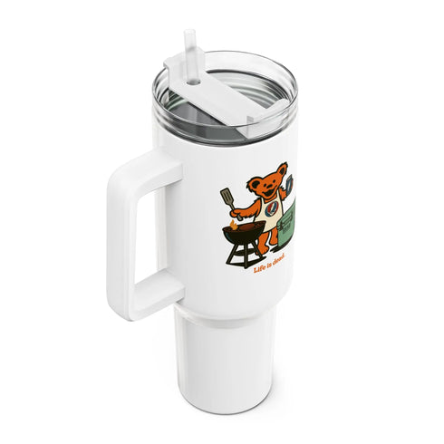 Grateful Dead - Grillin' Bear Life is dead. "Fat Man" Tumbler, Double Insulated 40oz Travel Mug - StealieShop