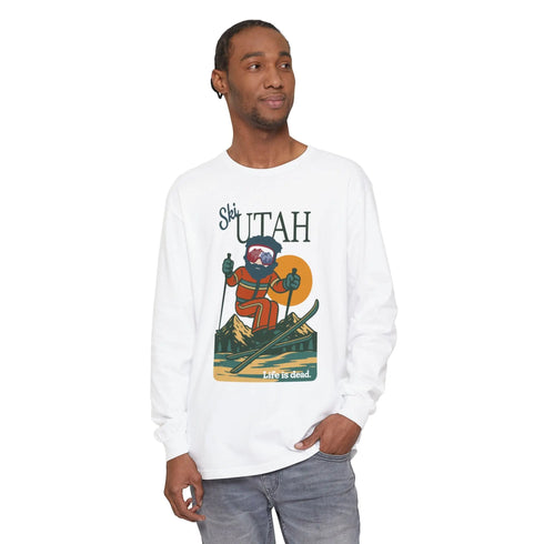 Grateful Dead - Ski Utah - Life is dead. Mountain Collection Garment-Dyed Long Sleeve T-Shirt - StealieShop