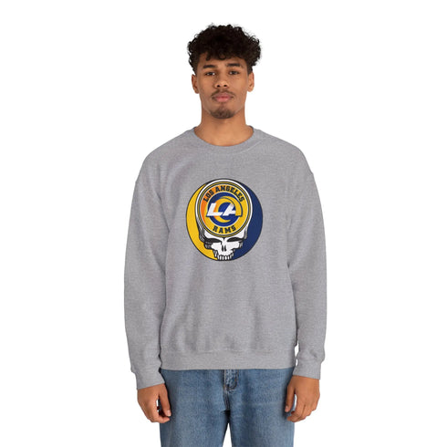 Grateful Dead - Los Angeles Rams Grateful Dead Stealie Crewneck Sweatshirt - StealieShop