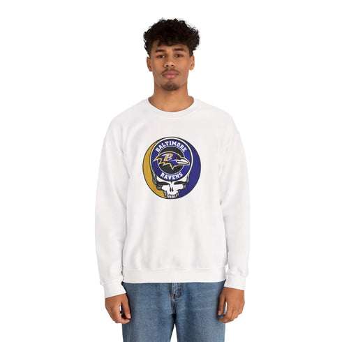 Grateful Dead - Baltimore Ravens Grateful Dead Stealie Crewneck Sweatshirt - StealieShop