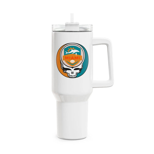 Grateful Dead - Miami Dolphins Stealie "Fat Man" Tumbler, Double Insulated 40oz Travel Mug - NFL - StealieShop