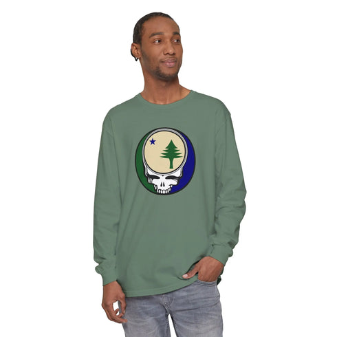 Grateful Dead - Maine Unofficial State Flag Vineyard Collection Unisex Garment-dyed Long Sleeve - StealieShop