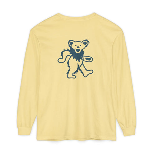 Grateful Dead - Grateful Dead Dancing Bear Two-Sided Vineyard Collection Garment-Dyed Long Sleeve T-Shirt - StealieShop