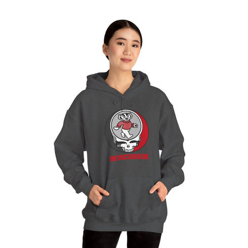Grateful Dead - Dancing Badger Grateful Dead Unisex Heavy Blend Hoodie - Hooded Sweatshirt - Wisconsin - StealieShop
