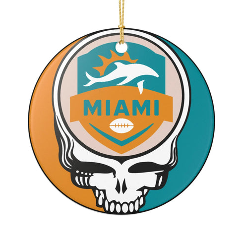 Grateful Dead - Miami Football Stealie Christmas Ornament - StealieShop