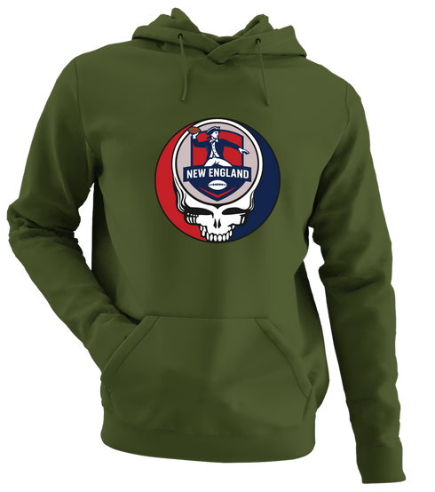 New England Football - Premium Grateful Dead Hoodie - Military Green - 7