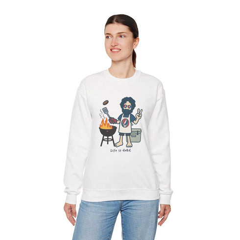 Grateful Dead - Grillin' Jerry | Life is dead. Crewneck Sweatshirt - StealieShop