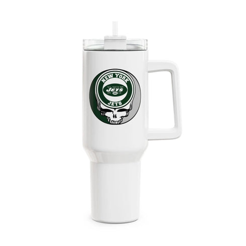Grateful Dead - New York Jets Stealie "Fat Man" Tumbler, Double Insulated 40oz Travel Mug - StealieShop