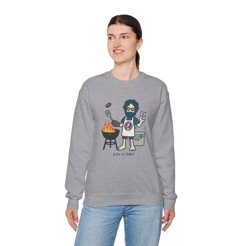 Grateful Dead - Grillin' Jerry | Life is dead. Crewneck Sweatshirt - StealieShop