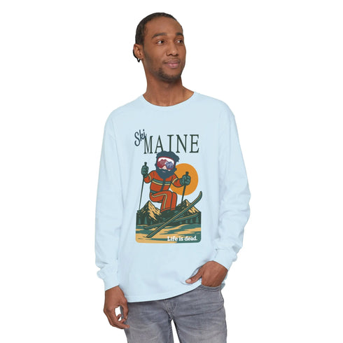 Grateful Dead - Ski Maine - Life is dead. Mountain Collection Garment-Dyed Long Sleeve T-Shirt - StealieShop
