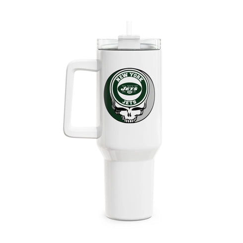 Grateful Dead - New York Jets Stealie "Fat Man" Tumbler, Double Insulated 40oz Travel Mug - StealieShop