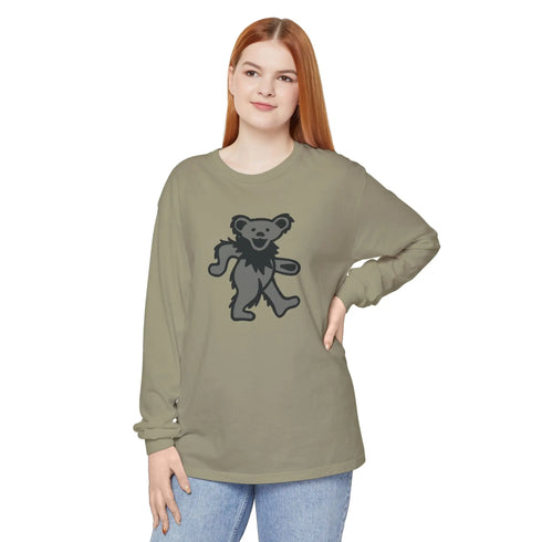 Grateful Dead - Dancing Bear Color Match Vineyard Collection Unisex Garment-dyed Long Sleeve - StealieShop