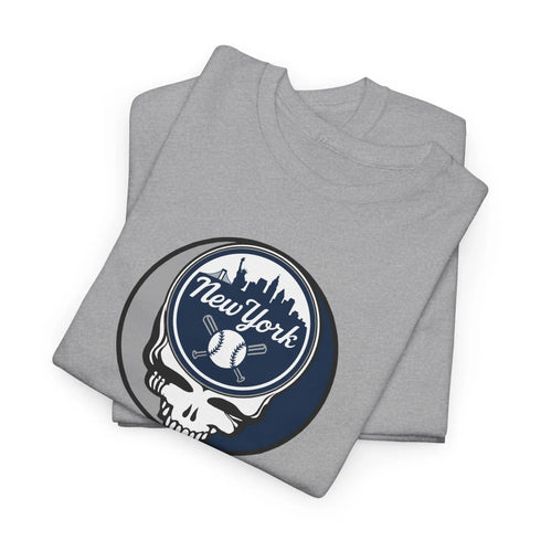 Grateful Dead - Front + Back Print - New York Yankees Classic Stealie / Dancing Bear T-Shirt - MLB - StealieShop