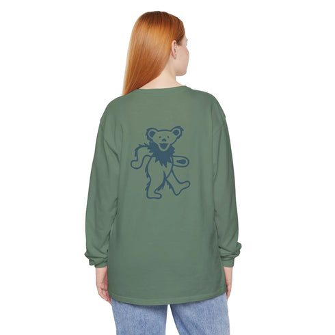 Grateful Dead - Grateful Dead Dancing Bear Two-Sided Vineyard Collection Garment-Dyed Long Sleeve T-Shirt - StealieShop