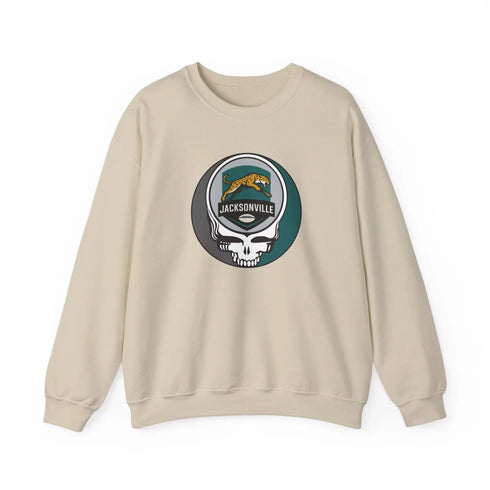 Grateful Dead - Jacksonville Jaguars Grateful Dead Stealie Crewneck Sweatshirt - NFL - StealieShop