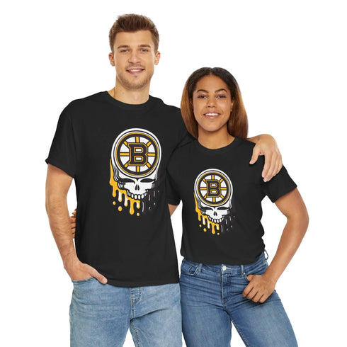 Grateful Dead - Boston Bruins Dripping Stealie Unisex Heavy Cotton Tee - StealieShop