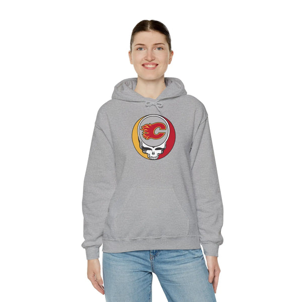 Calgary Flames Grateful Dead Unisex Heavy Blend Hoodie - StealieShop