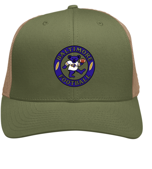 Baltimore Football Dancing Bear Stealie Grateful Dead Trucker Cap - Moss | Khaki