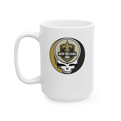 Grateful Dead - New Orleans Saints Stealie Ceramic Coffee Mug - 15ounce - NFL - StealieShop