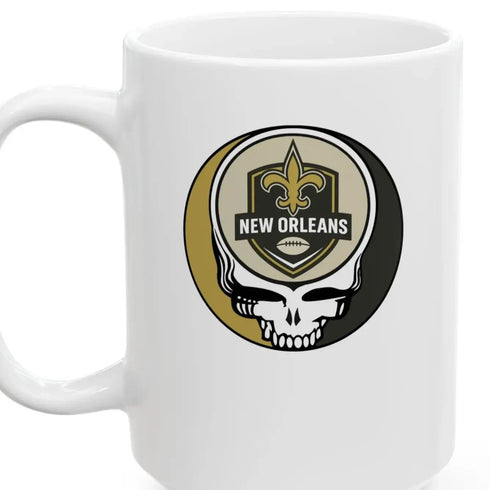 Grateful Dead - The Gridiron Collection: New Orleans Edition Stealie Ceramic Coffee Mug - 15ounce - NFL - StealieShop