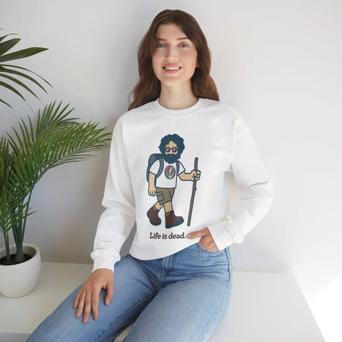 Grateful Dead - Hikin' Jerry | Life is dead. Crewneck Sweatshirt - StealieShop