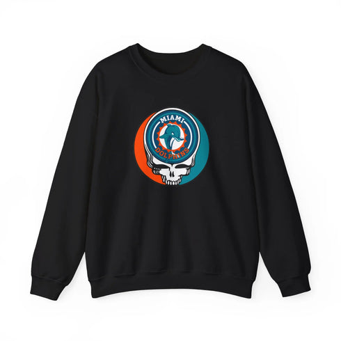 Miami Dolphins Logo Stealie Grateful Dead Crewneck Grateful Dead Sweatshirt