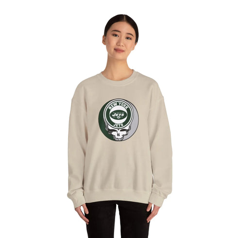 Grateful Dead - New York Jets Grateful Dead Stealie Crewneck Sweatshirt - StealieShop