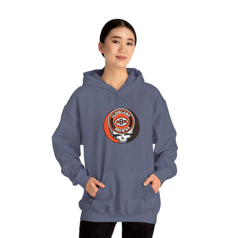 Cleveland Browns Grateful Dead Hooded Sweatshirt - NFL Fan Apparel - StealieShop