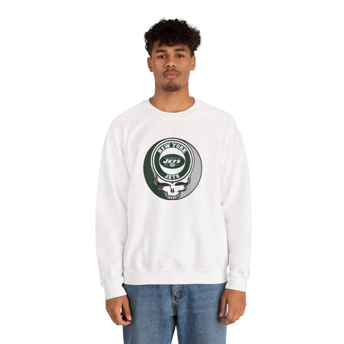Grateful Dead - New York Jets Grateful Dead Stealie Crewneck Sweatshirt - StealieShop