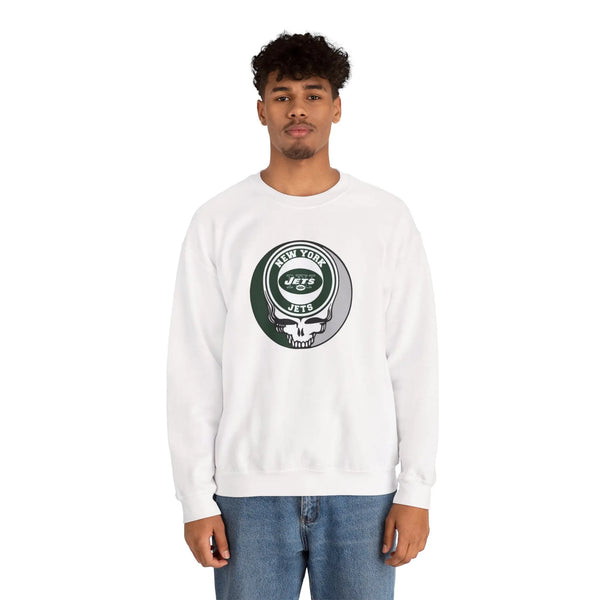 Grateful Dead - New York Jets Grateful Dead Stealie Crewneck Sweatshirt - StealieShop