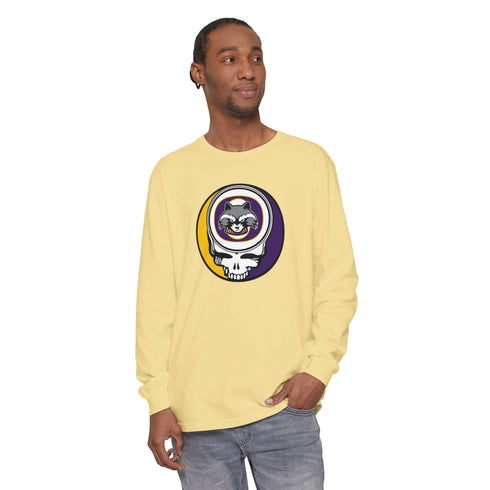 Grateful Dead - Oconomowoc High School - Raccoons Garment-Dyed Long Sleeve T-Shirt - StealieShop