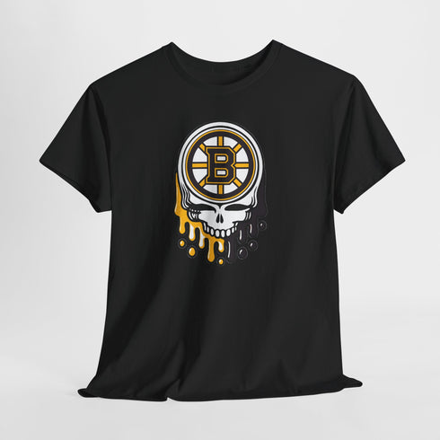 Boston Hockey Dripping Stealie Unisex Heavy Cotton Tee