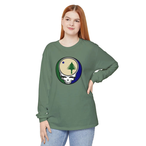 Grateful Dead - Maine Unofficial State Flag Vineyard Collection Unisex Garment-dyed Long Sleeve - StealieShop